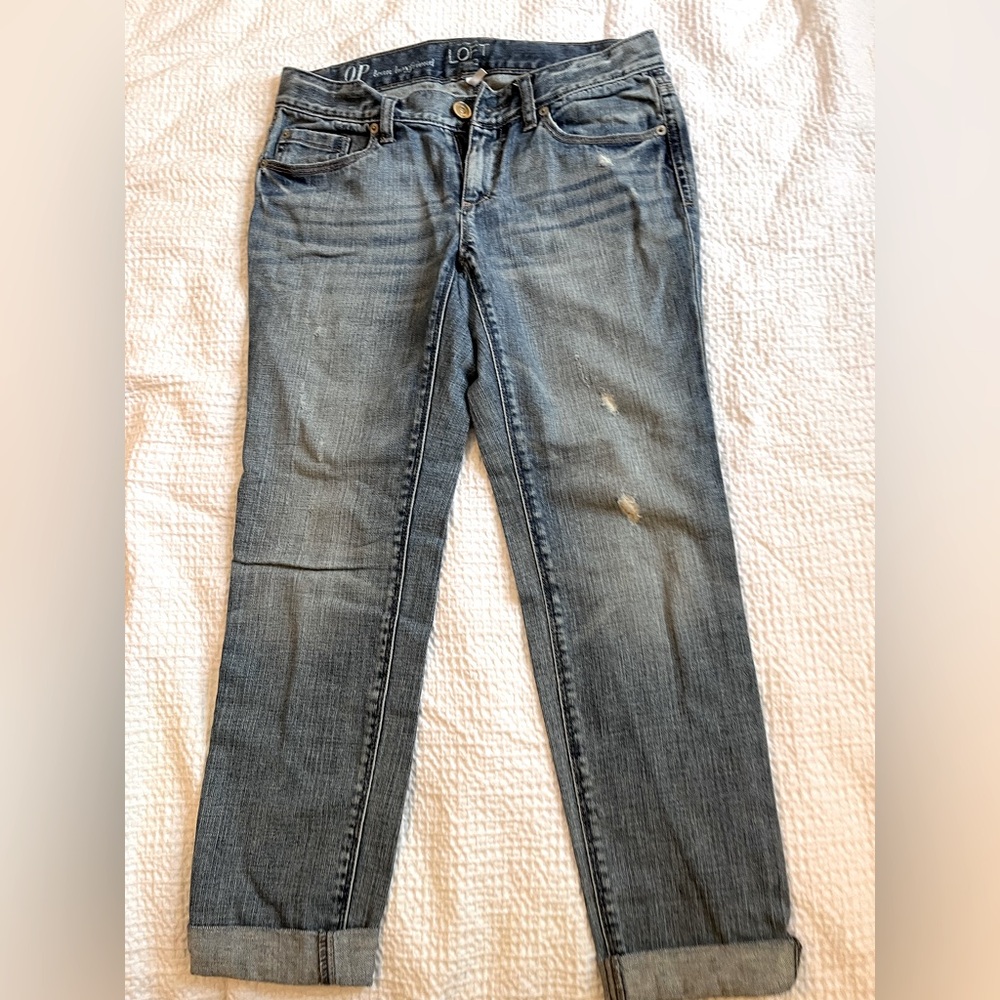 Loft Lean Boyfriend Jean Distressed Size 0 Petite